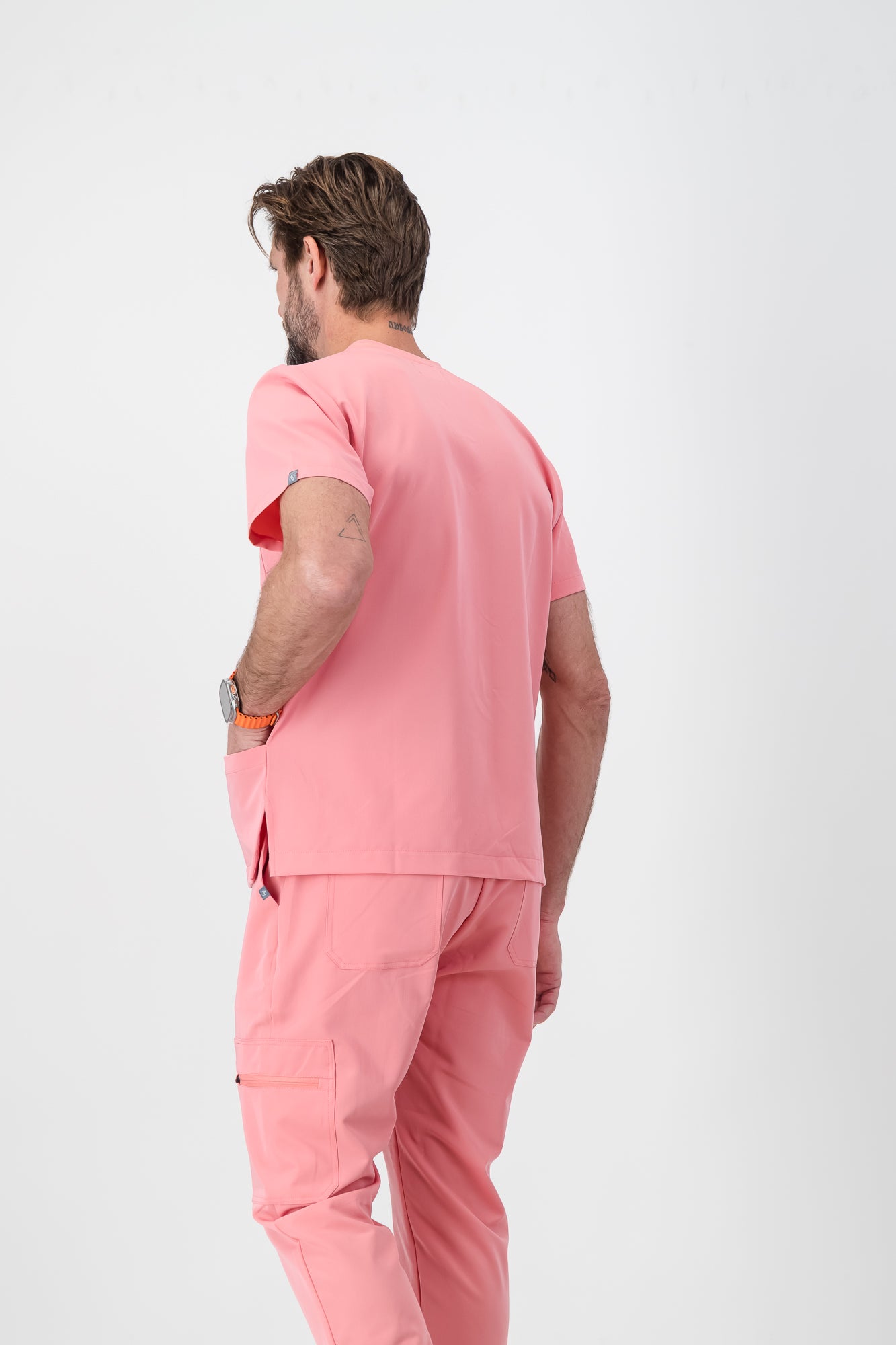 The Alexander Men's Scrub Top - Coral