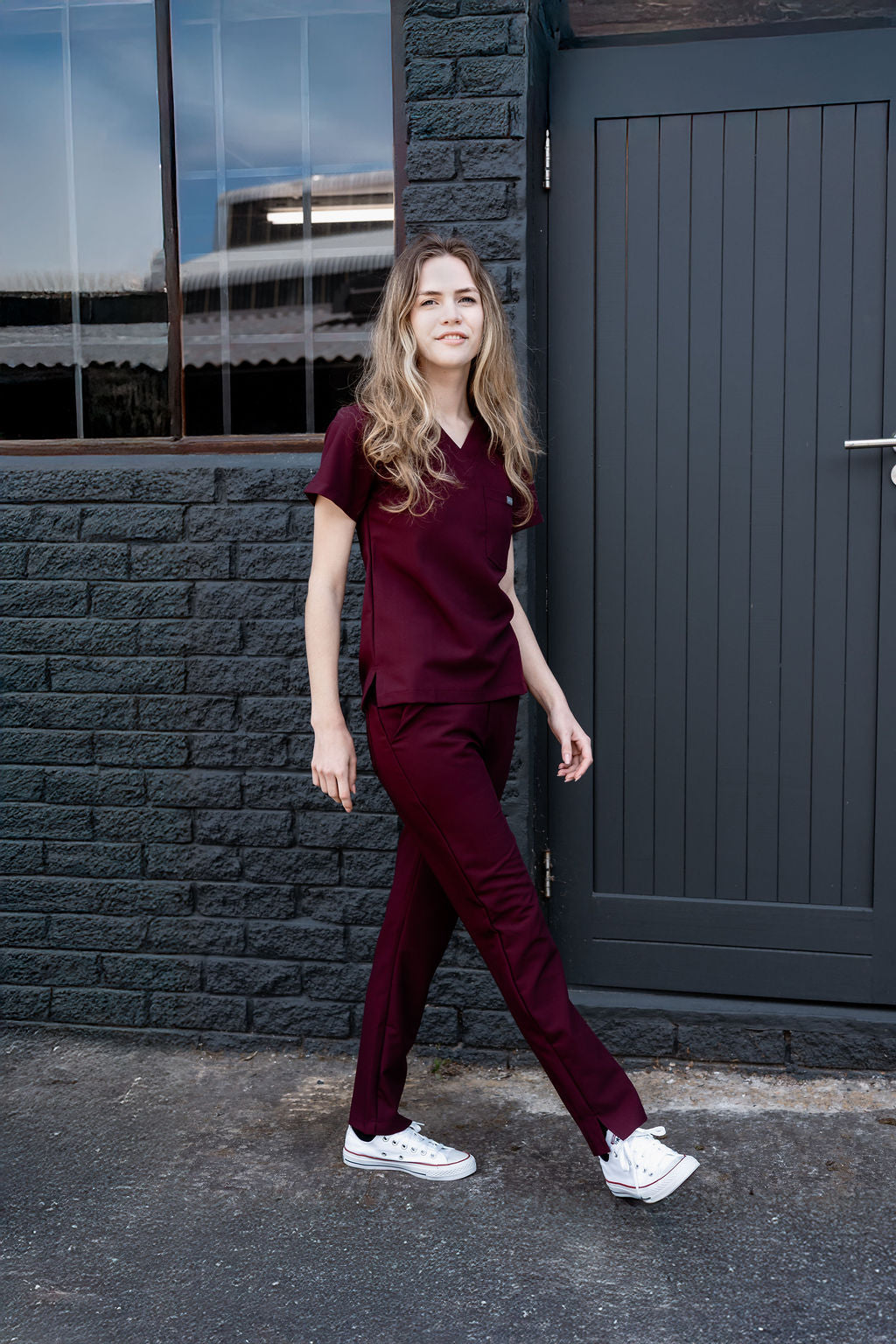 The Ladies Straight Leg Scrub Pants - Burnt Cherry - Meraki Scrubs