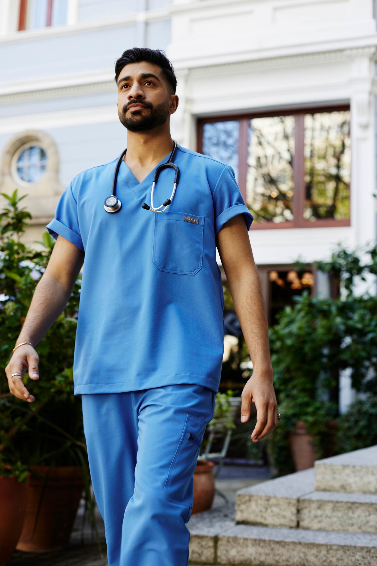 The Chris Men's Scrub Top - Cool Marine