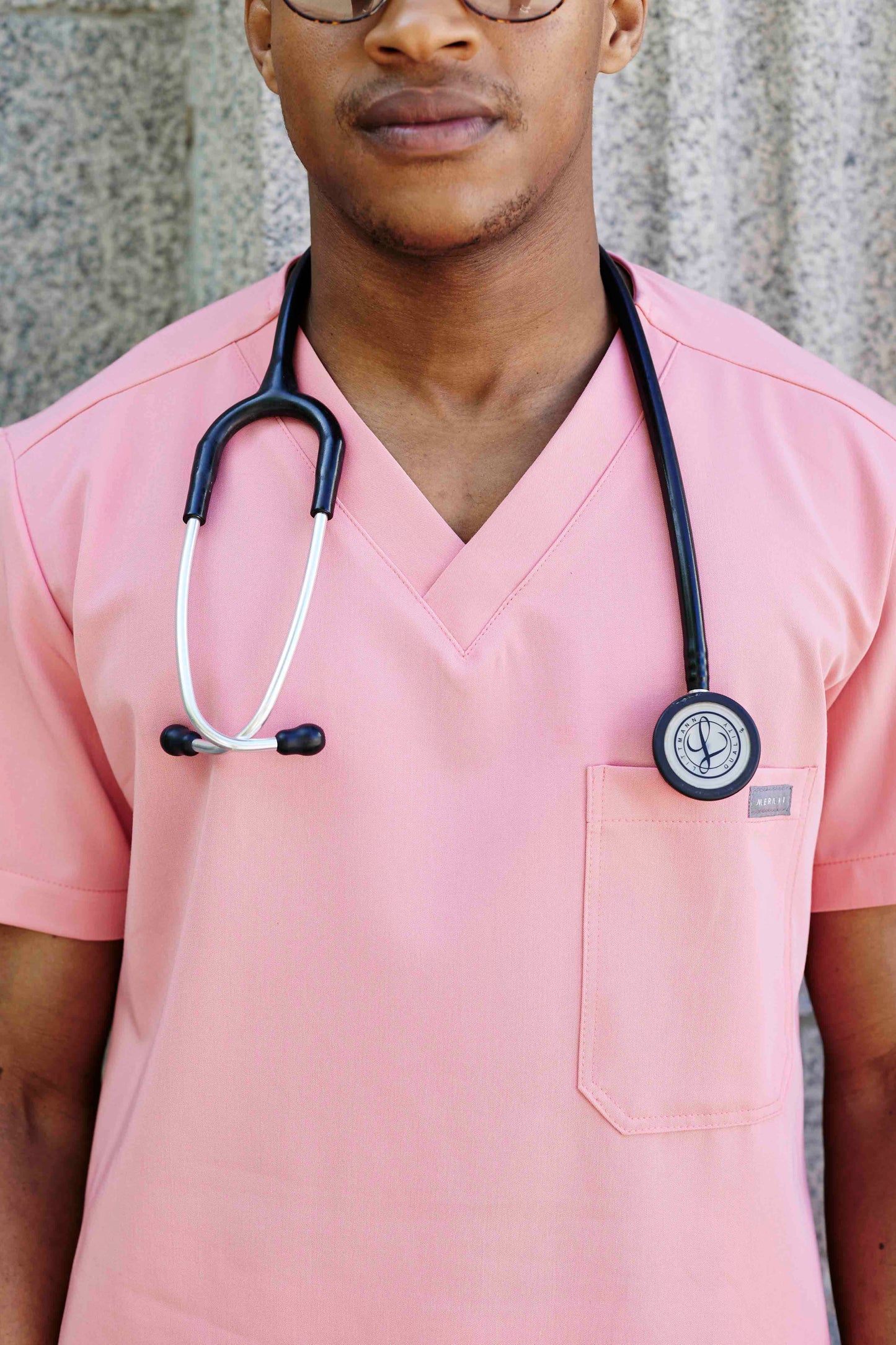 The Chris Men's Scrub Top - Coral