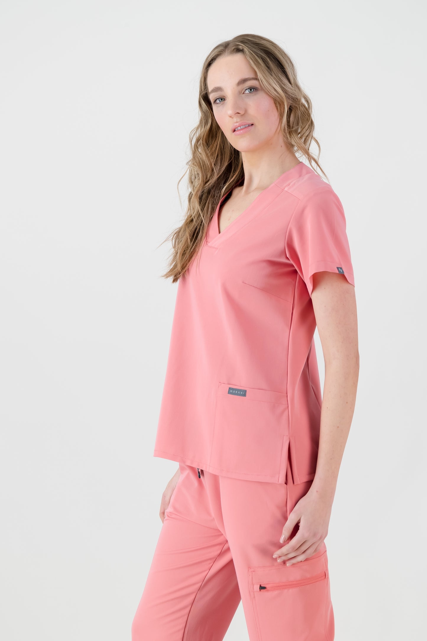 The Marie Women's Scrub Top - Coral