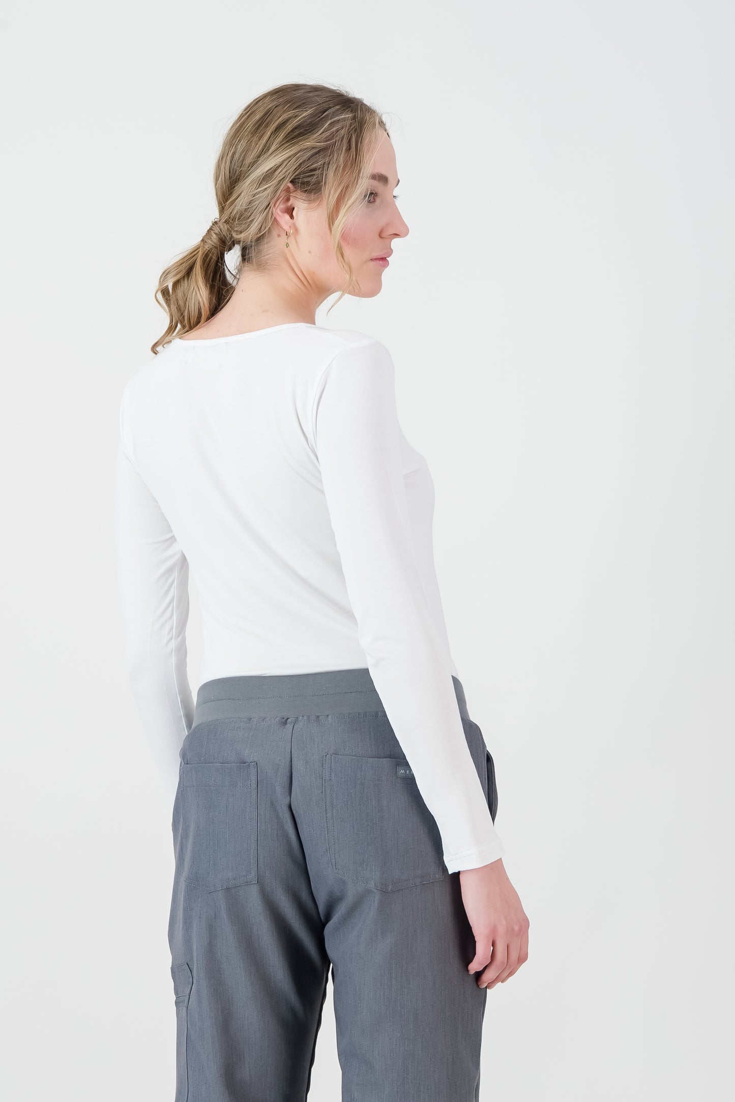 Ladies Long-sleeve Underscrub - White
