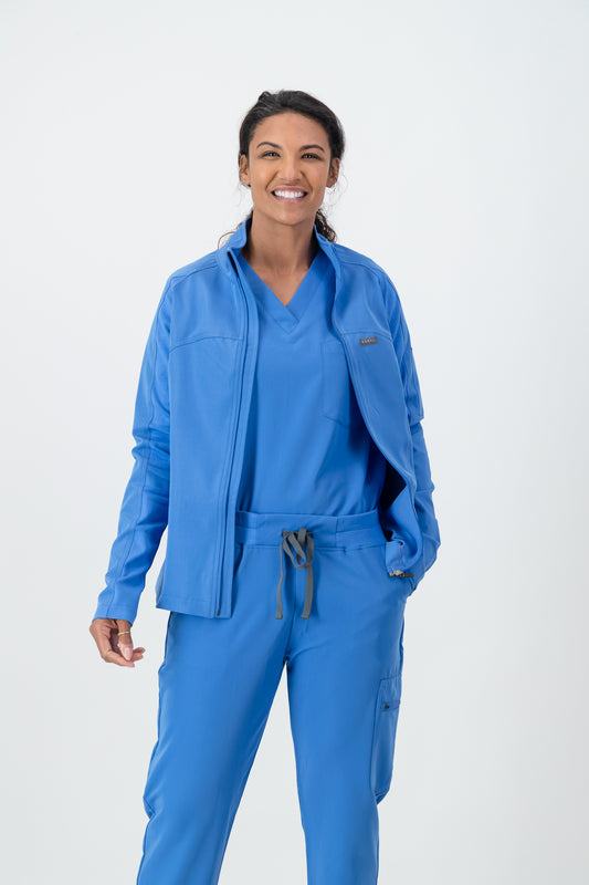 The Lilian Scrub Jacket - Cool Marine