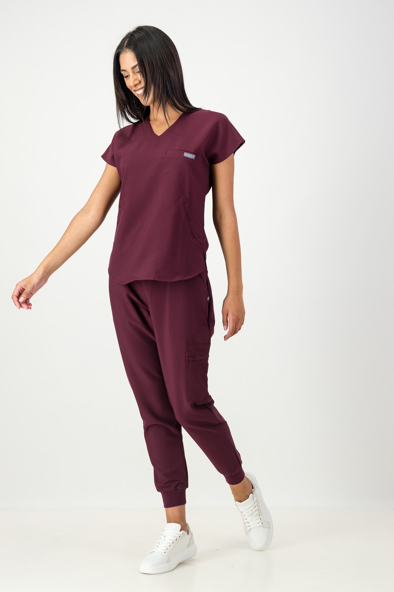 The Coco Women's Scrub Top - Burnt Cherry