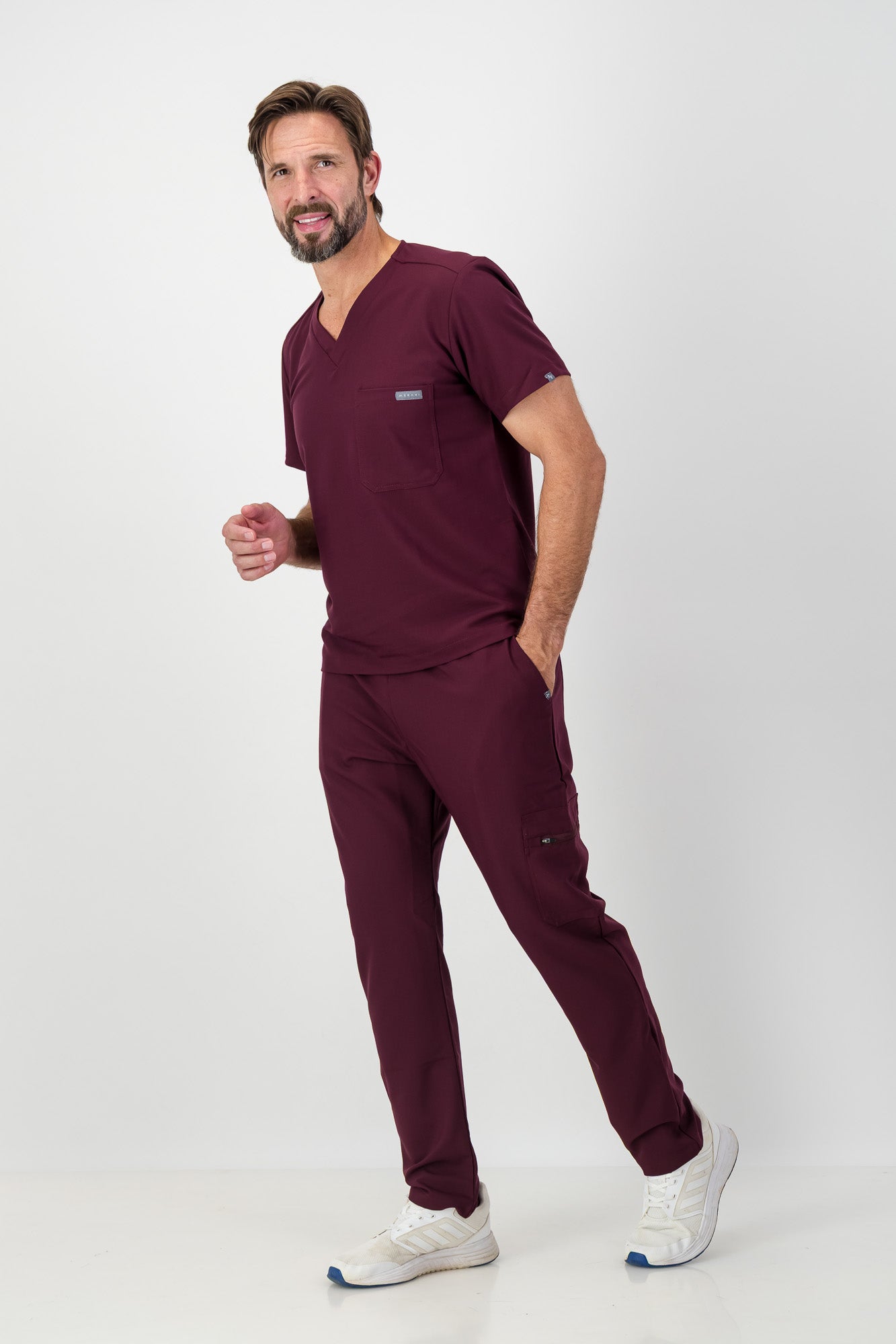 The Chris Men's Scrub Top - Maroon