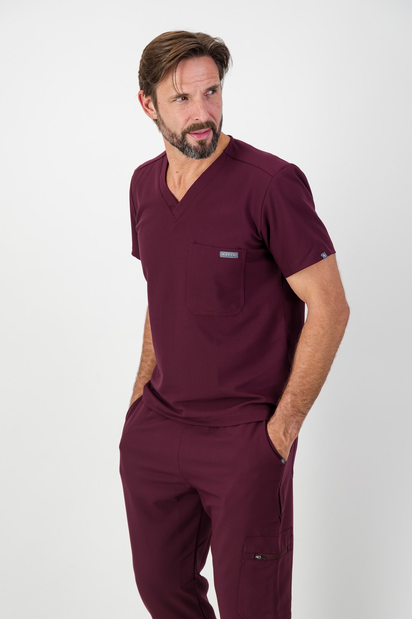 The Chris Men's Scrub Top - Maroon