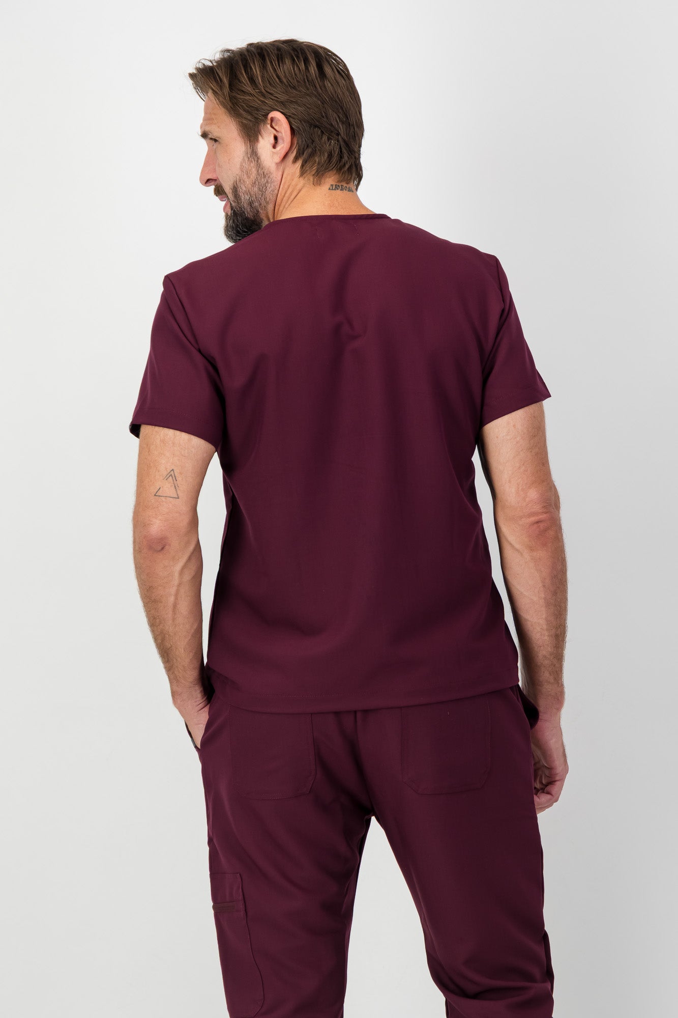 The Chris Men's Scrub Top - Maroon