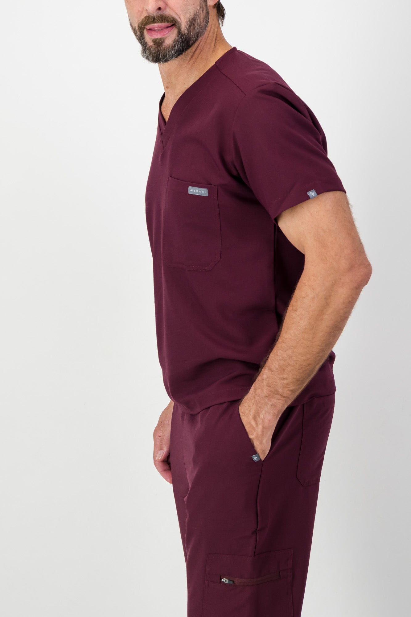 The Chris Men's Scrub Top - Maroon