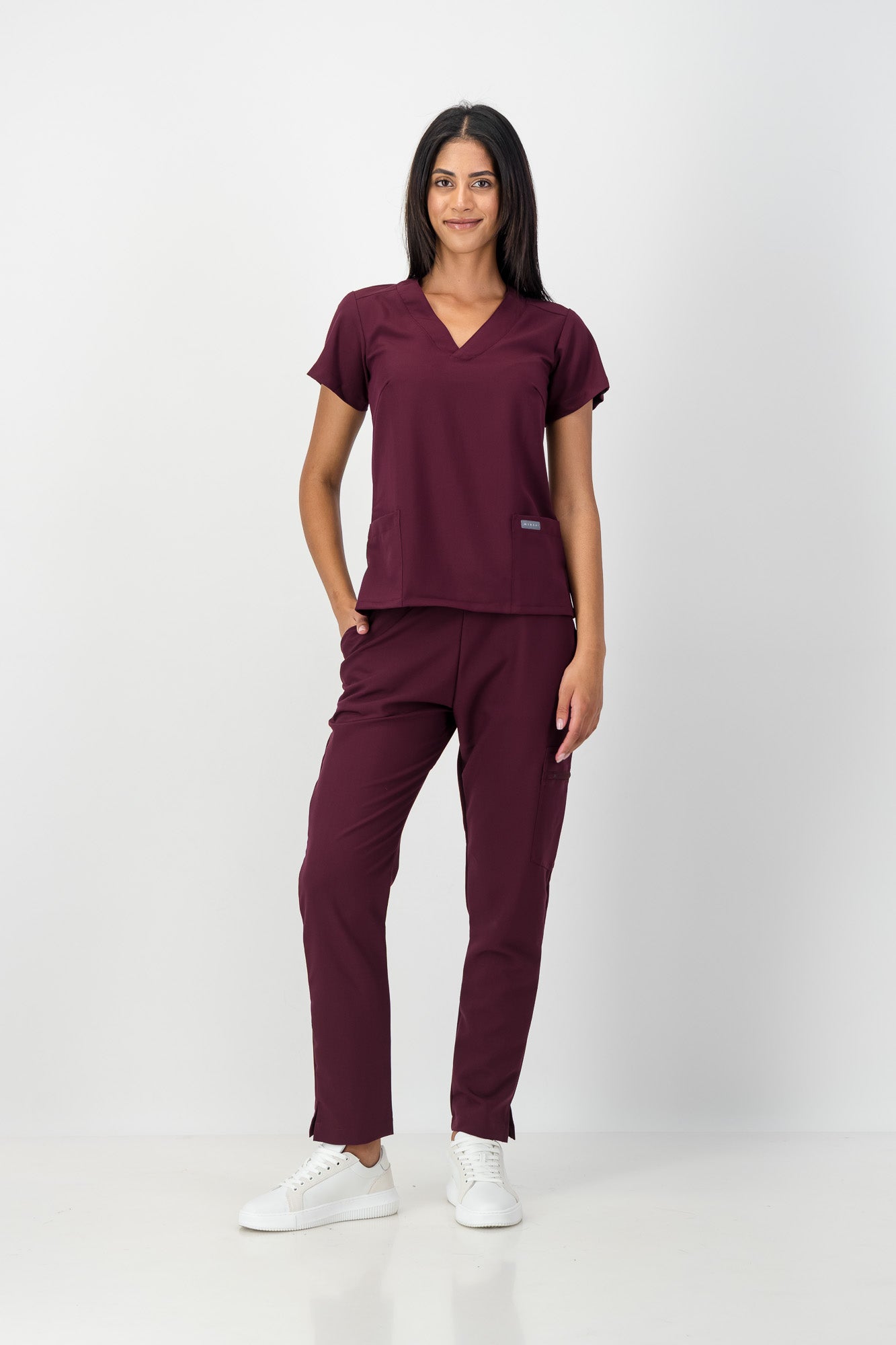 The Marie Women's Scrub Top - Burnt Cherry