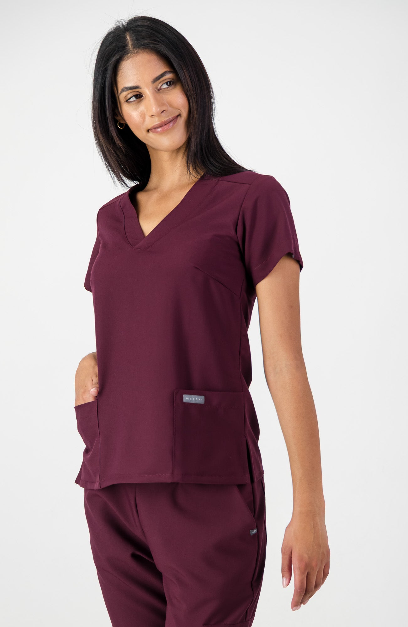 The Marie Women's Scrub Top - Burnt Cherry