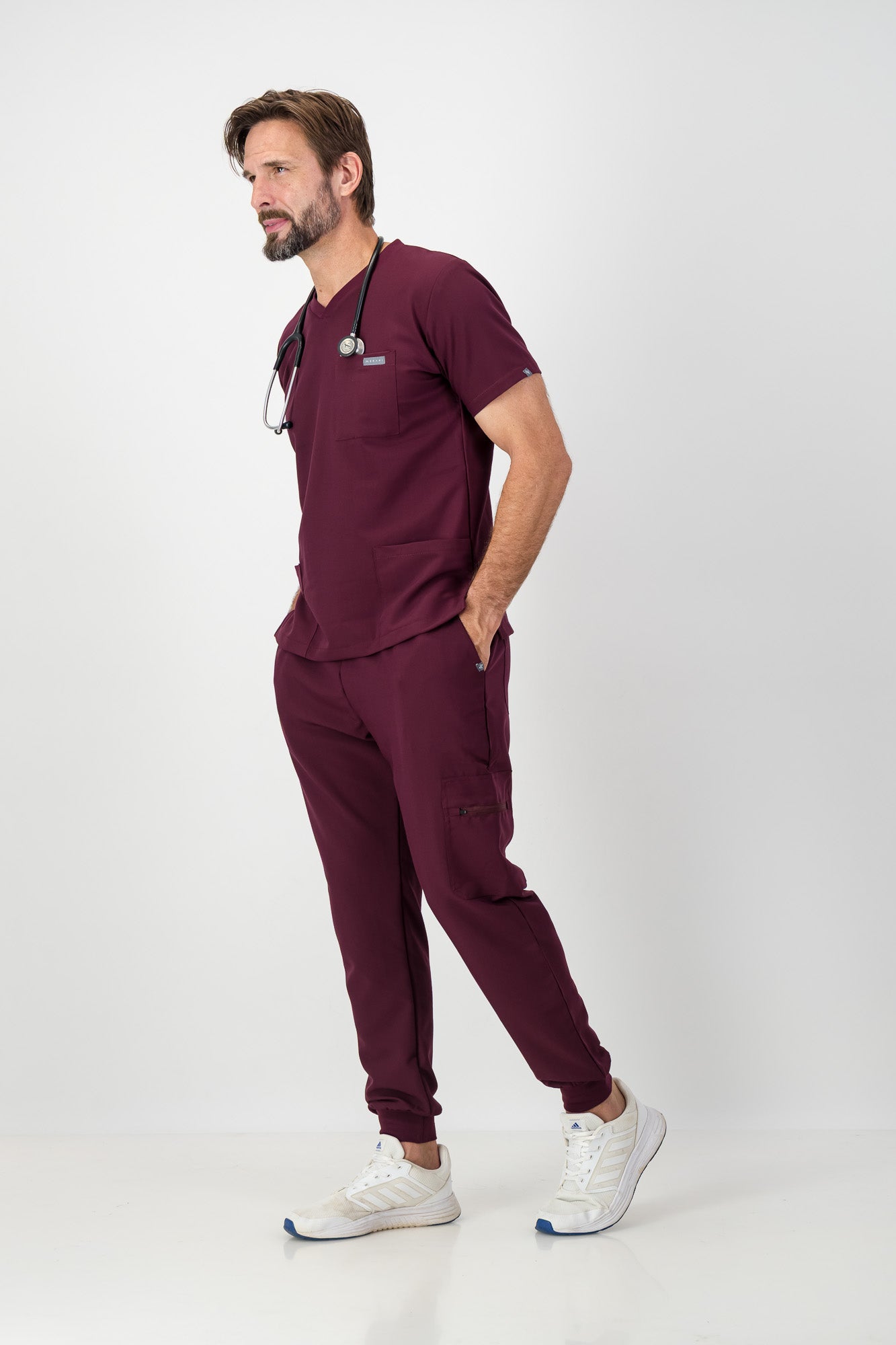 The Mens Scrub Jogger - Burnt Cherry