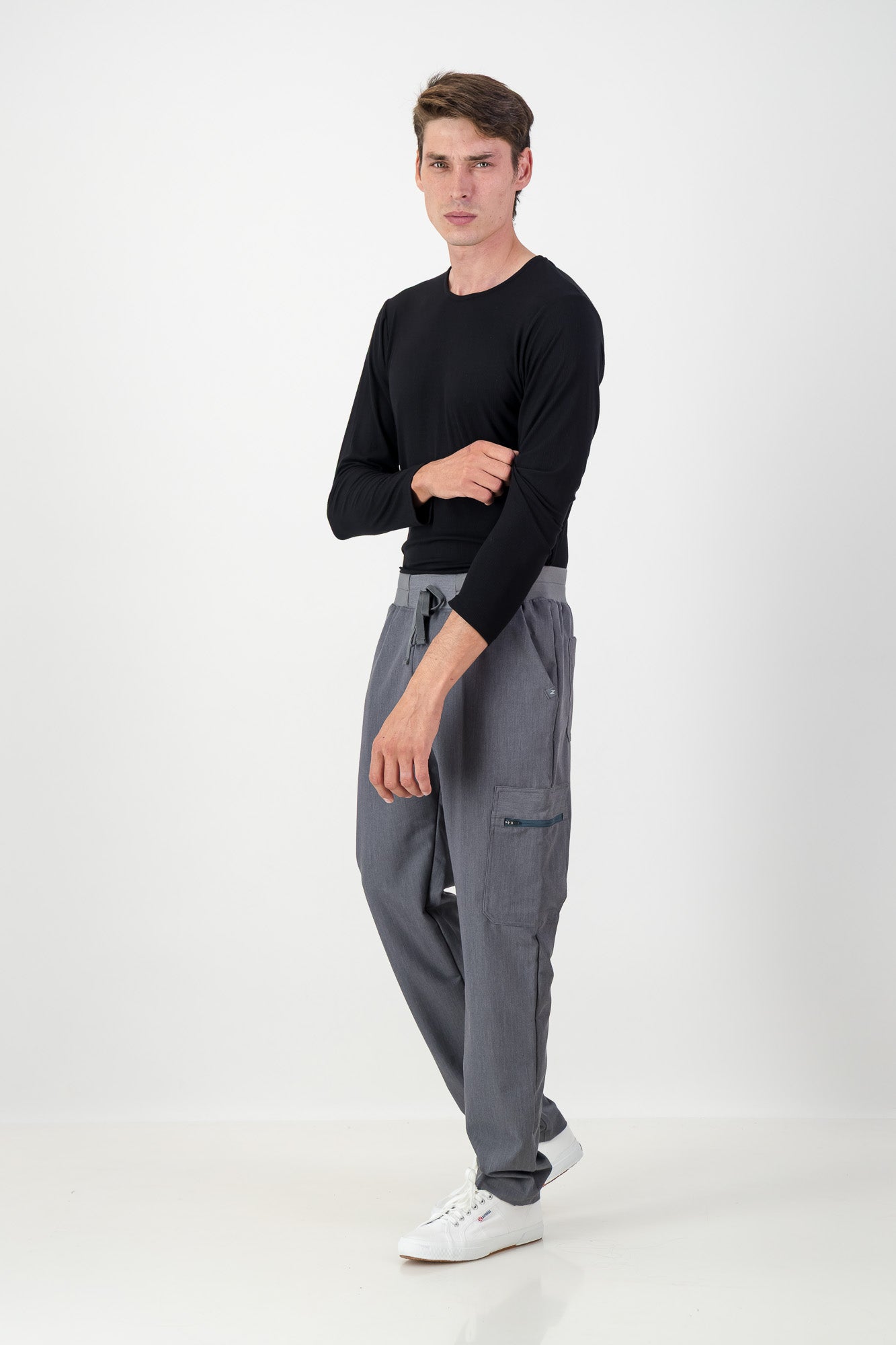 Men's Long-sleeve Underscrub - Black Rib