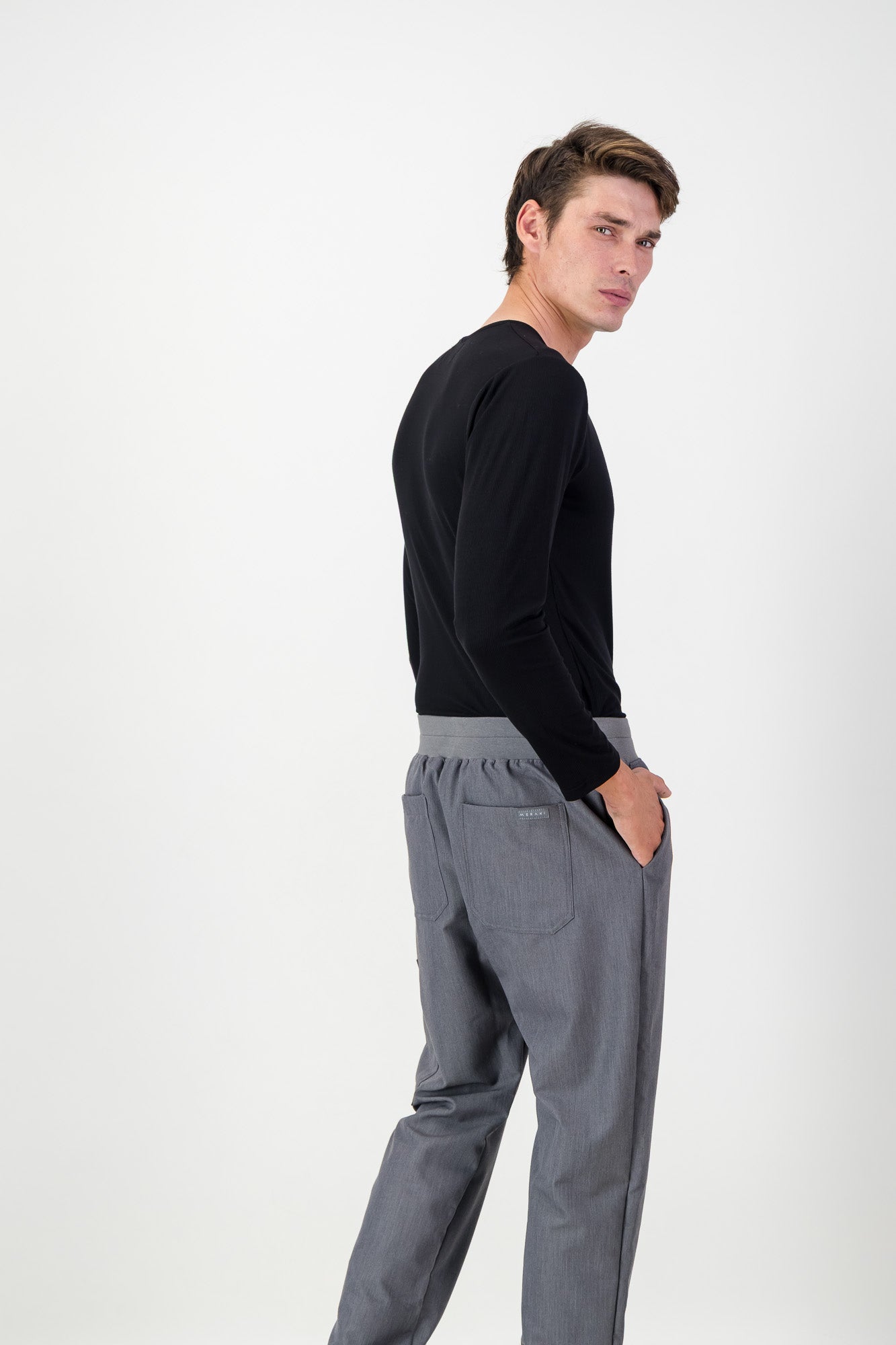 Men's Long-sleeve Underscrub - Black Rib