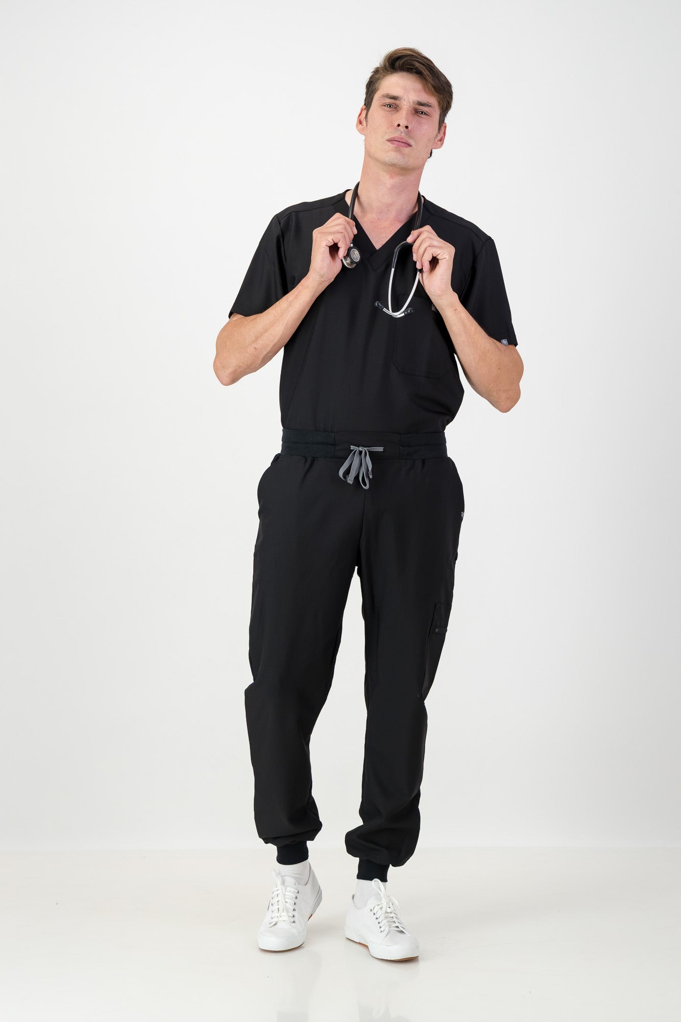 The Chris Men's Scrub Top - Black