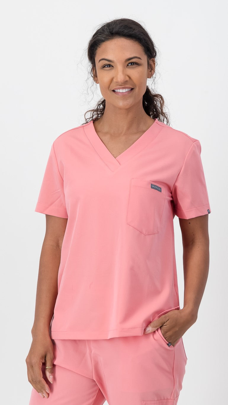The Penny Women's Scrub Top - Coral