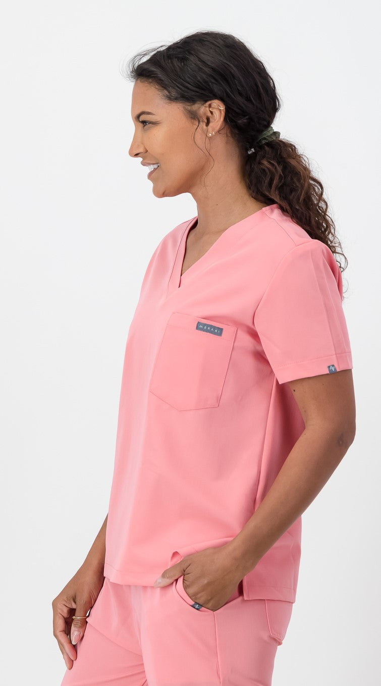The Penny Women's Scrub Top - Coral