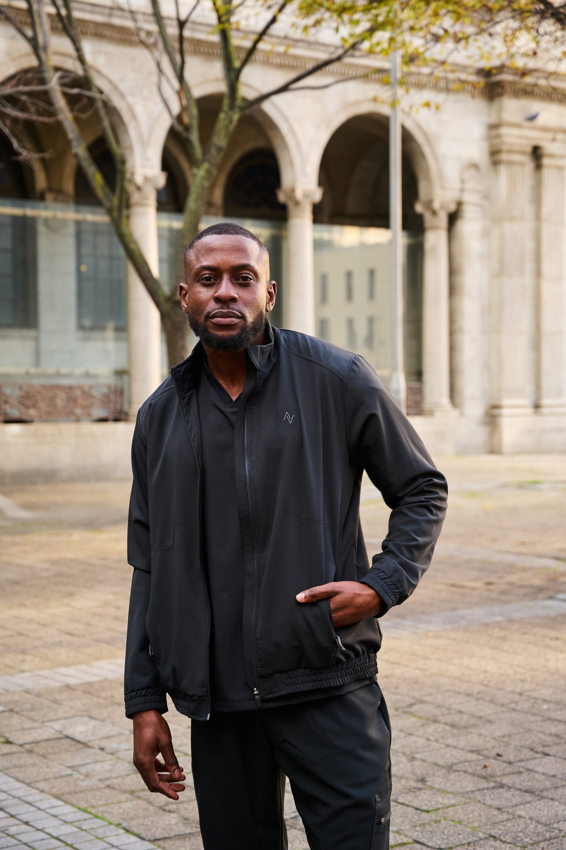 The Albert Men's Scrub Jacket - Black - Meraki Scrubs