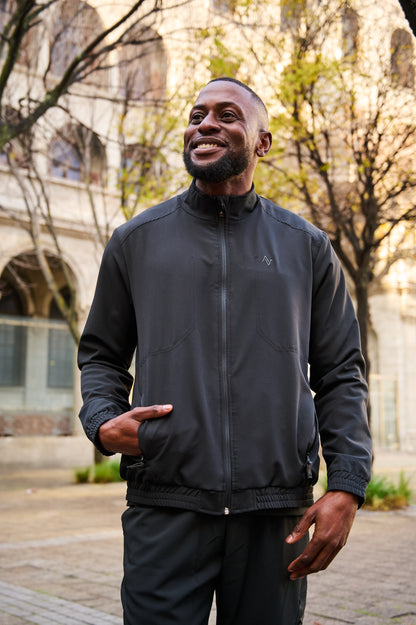 The Albert Men's Scrub Jacket - Black - Meraki Scrubs