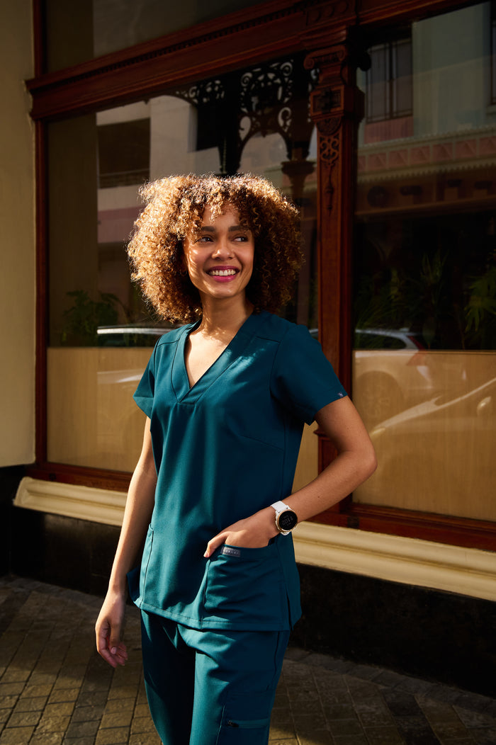 The Marie Women's Scrub Top - Lagoon - Meraki Scrubs