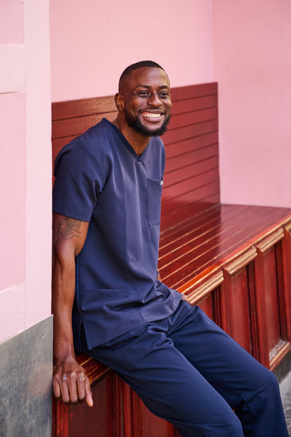 The Alexander Men's Scrub Top - Navy - Meraki Scrubs