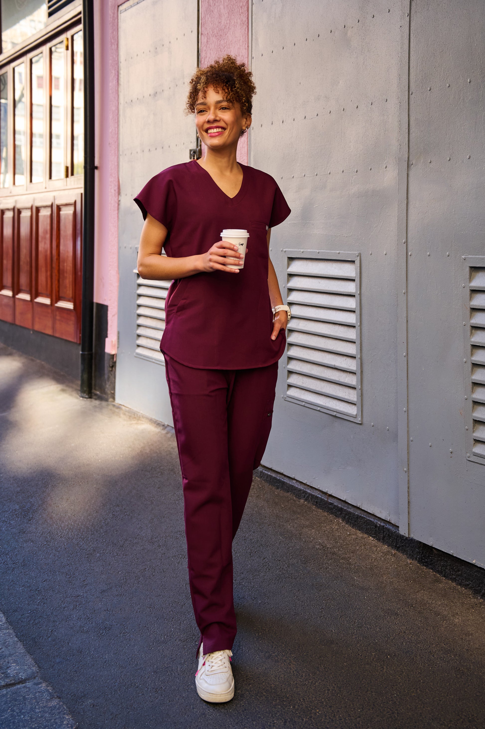 The Ladies Straight Leg Scrub Pants - Burnt Cherry - Meraki Scrubs