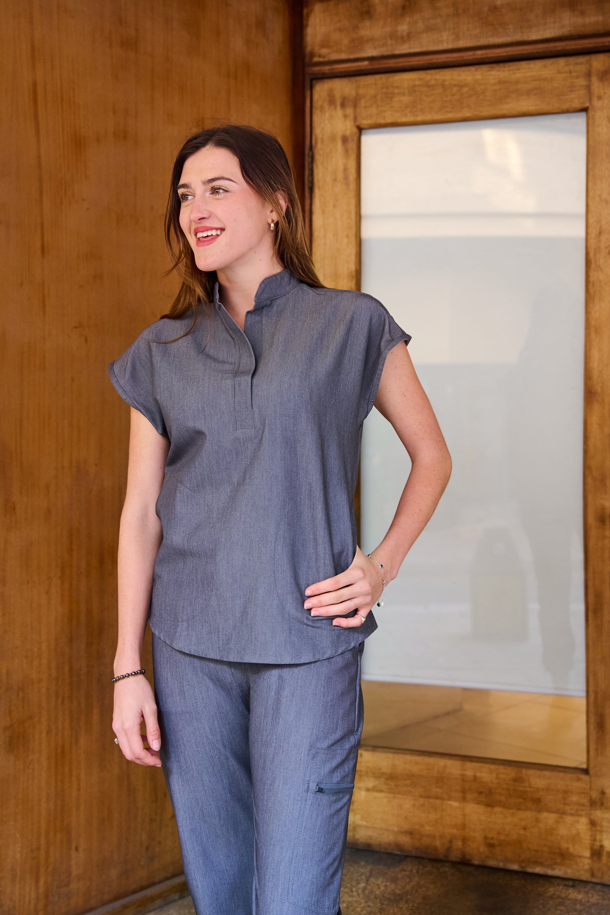 The Emma Women's Scrub Top - Graphite - Meraki Scrubs