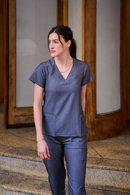 The Marie Women's Scrub Top - Graphite - Meraki Scrubs