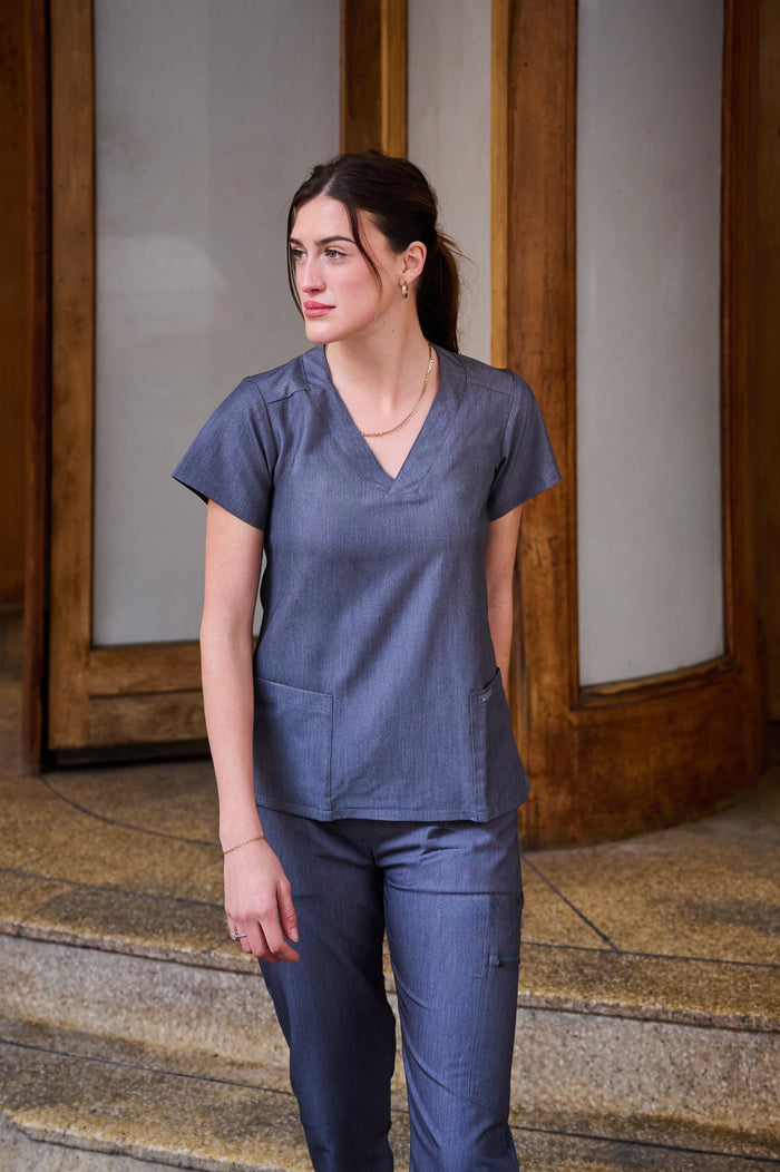 The Marie Women's Scrub Top - Graphite - Meraki Scrubs