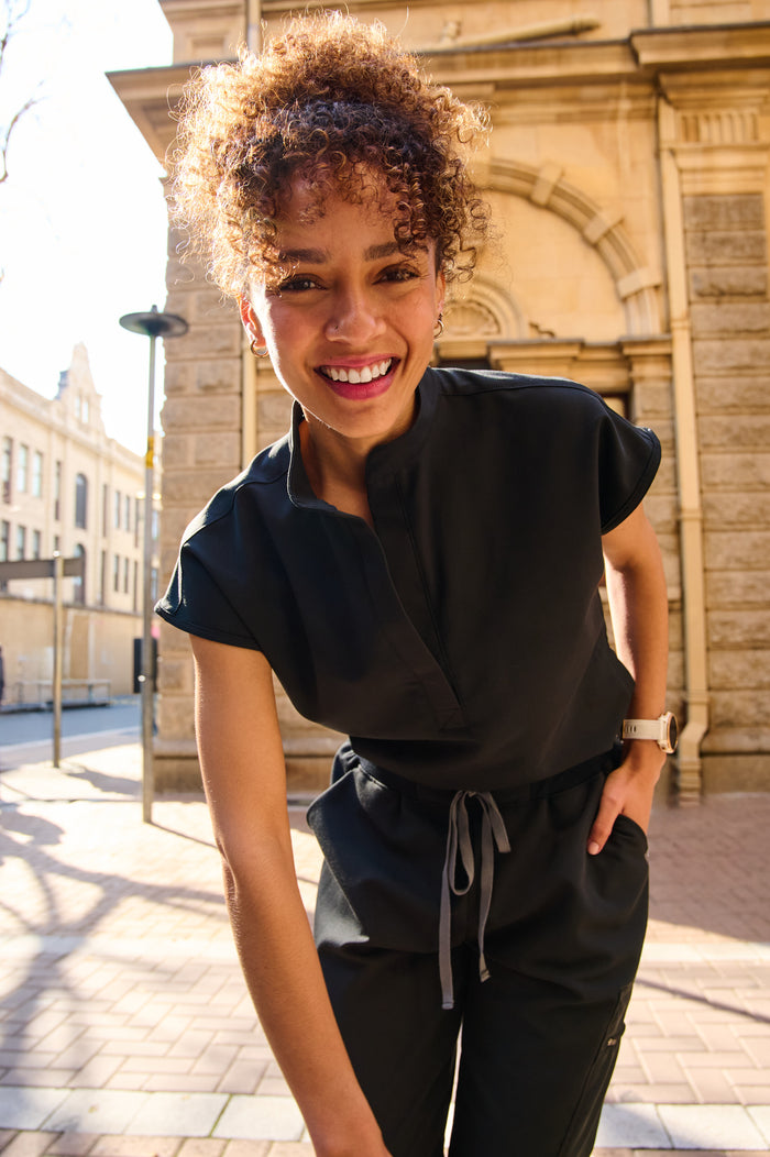 The Emma Women's Scrub Top - Black - Meraki Scrubs