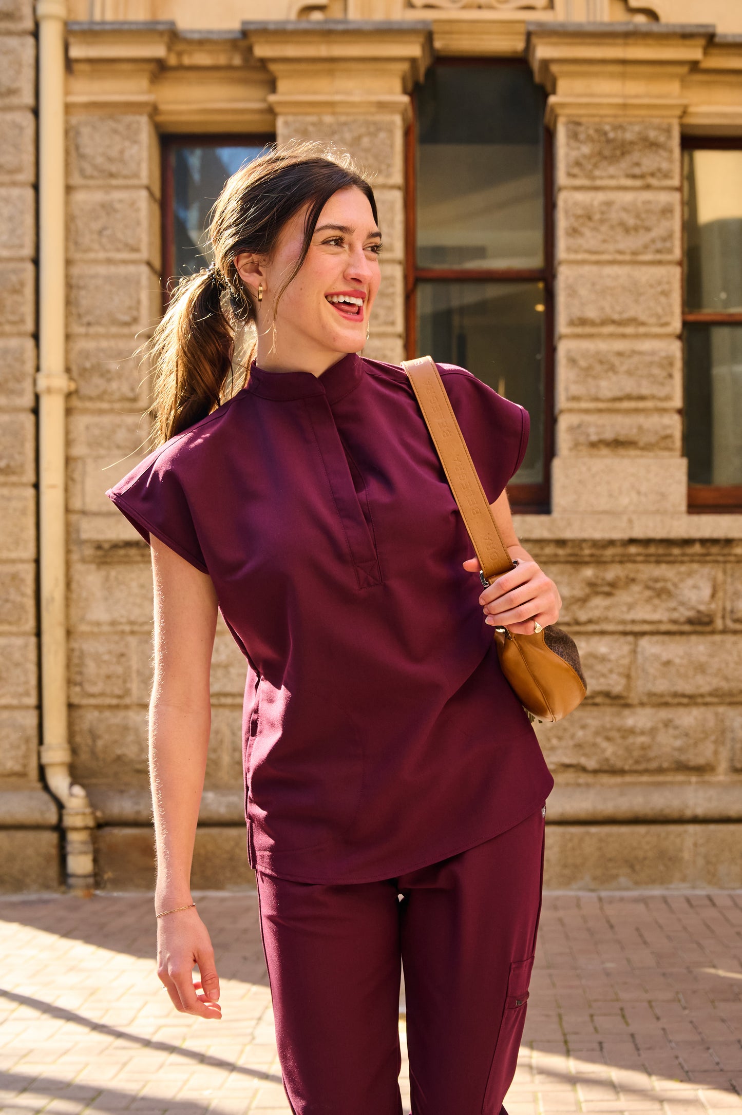 The Emma Women's Scrub Top - Burnt Cherry