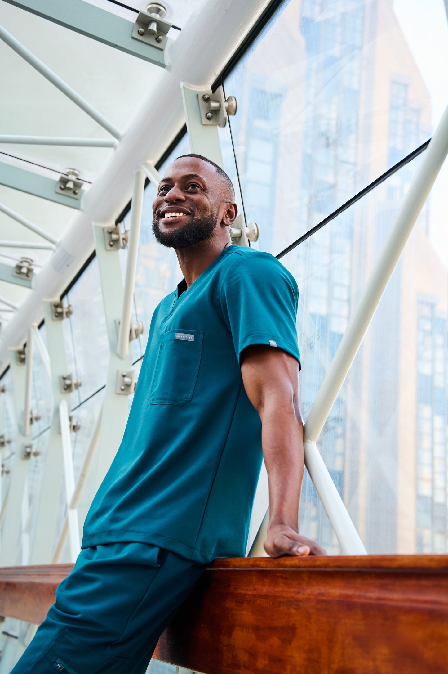 The Chris Men's Scrub Top - Lagoon - Meraki Scrubs