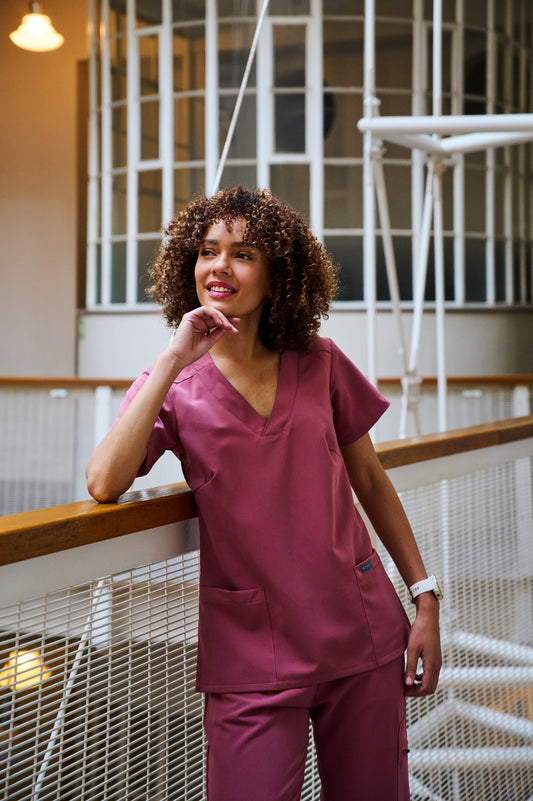 The Marie Women's Scrub Top - Rouge - Meraki Scrubs