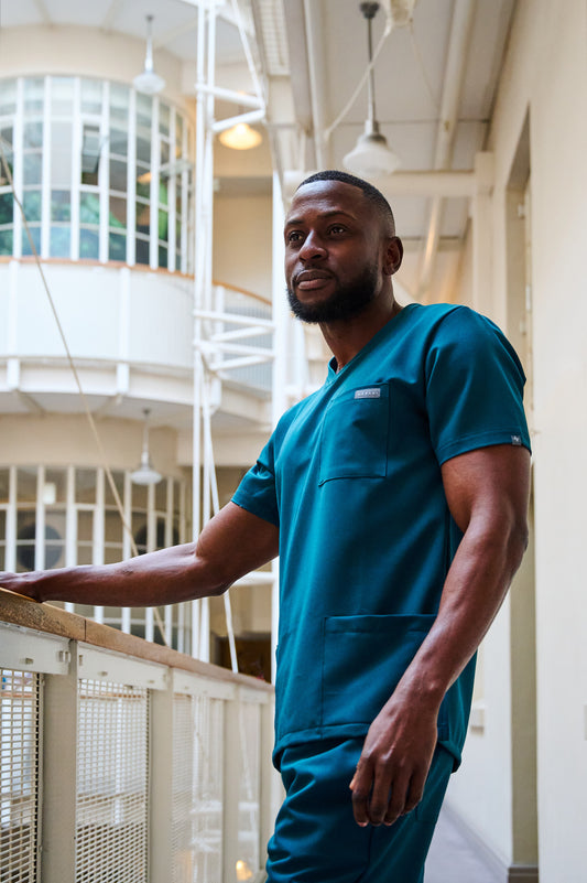 The Alexander Men's Scrub Top - Lagoon - Meraki Scrubs