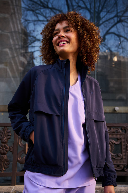 The Rosa Women's Scrub Jacket - Navy - Meraki Scrubs