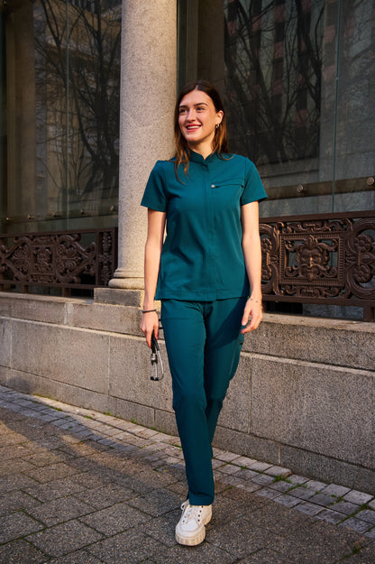 The Charlotte Women's Scrub Top - Lagoon - Meraki Scrubs