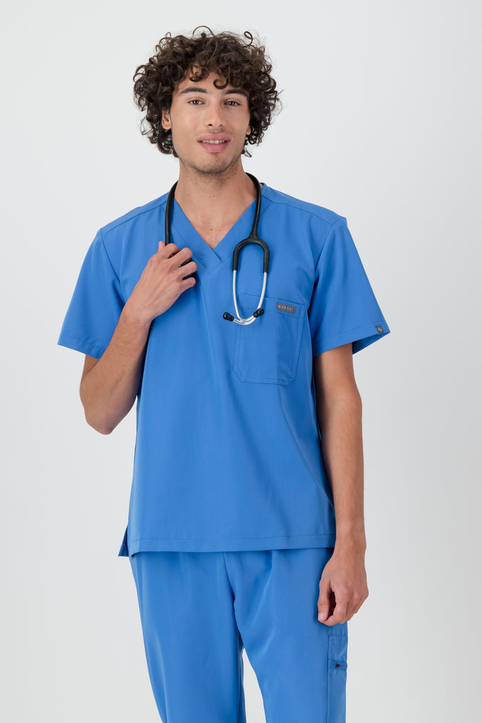 The Chris Men's Scrub Top - Cool Marine - Meraki Scrubs