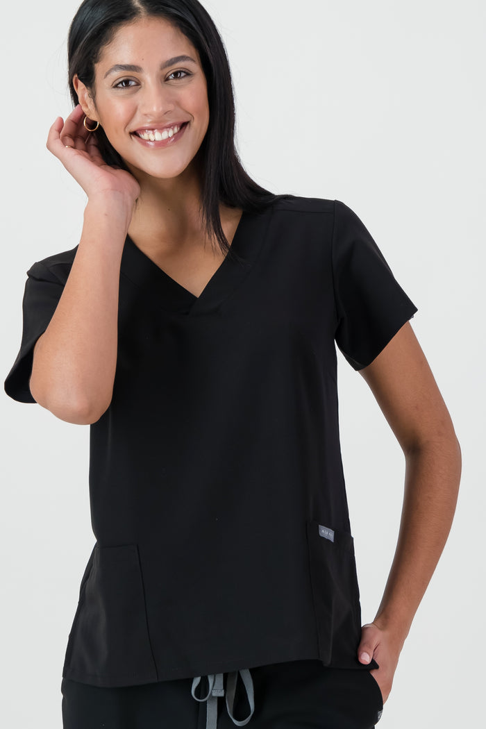 The Marie Women's Scrub Top - Black - Meraki Scrubs
