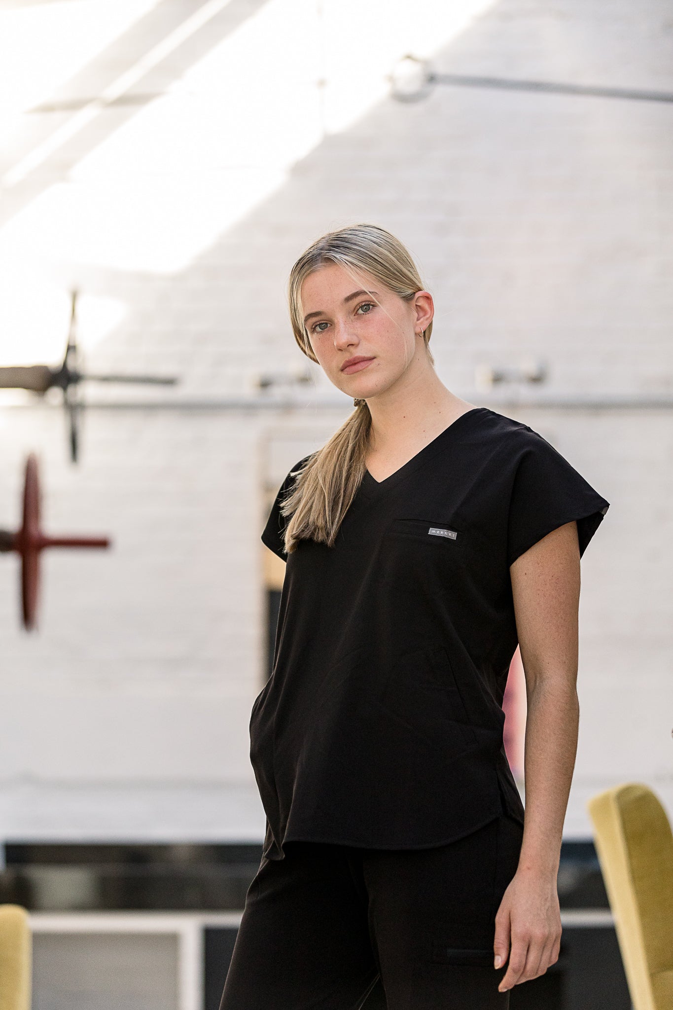 The Coco Women's Scrub Top - Jet Black - Meraki Scrubs