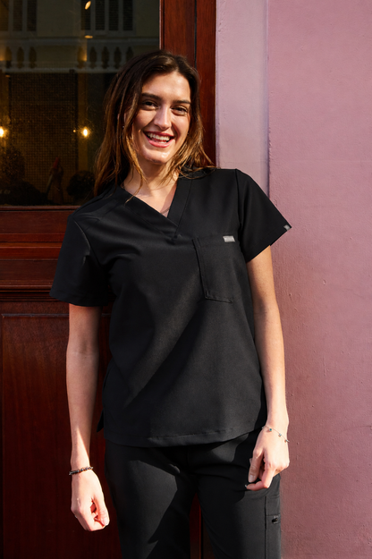 The Penny Women's Scrub Top - Black - Meraki Scrubs