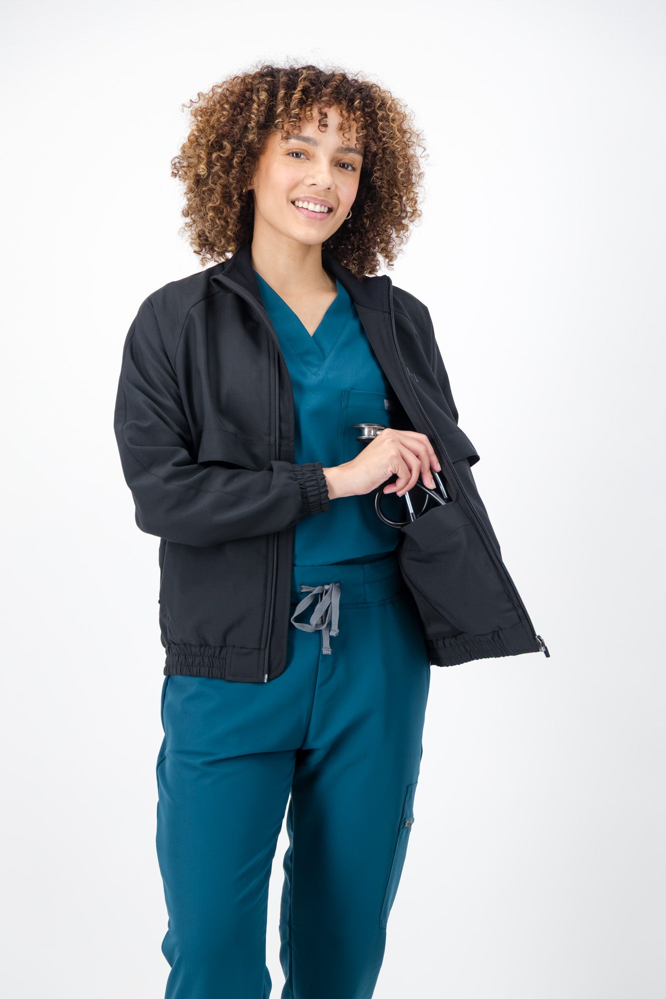 The Rosa Women's Scrub Jacket - Black - Meraki Scrubs