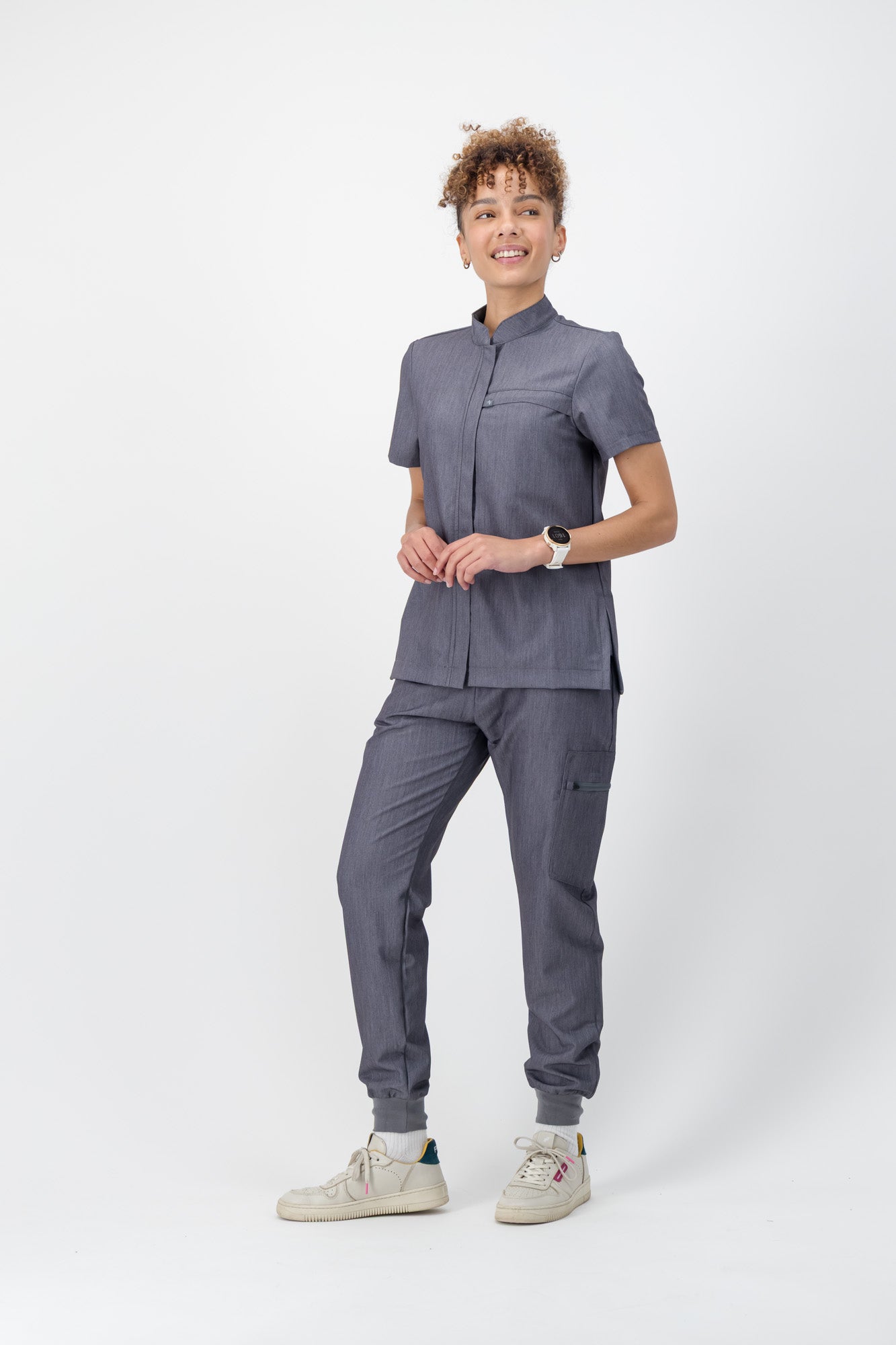 The Charlotte Women's Scrub Top - Graphite - Meraki Scrubs