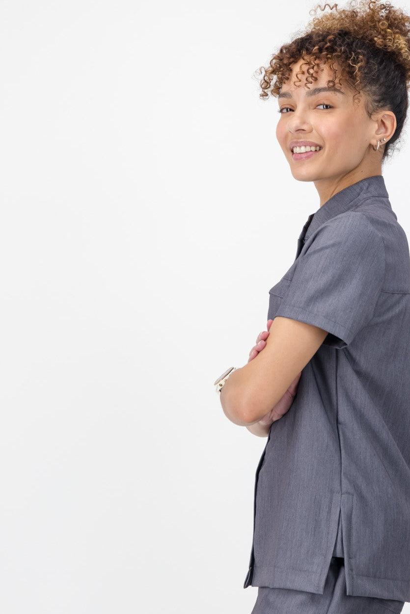 The Charlotte Women's Scrub Top - Graphite - Meraki Scrubs