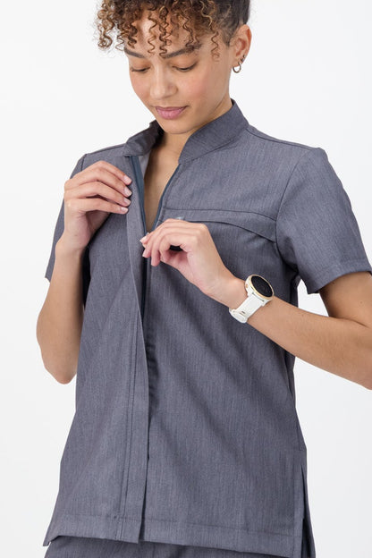 The Charlotte Women's Scrub Top - Graphite - Meraki Scrubs