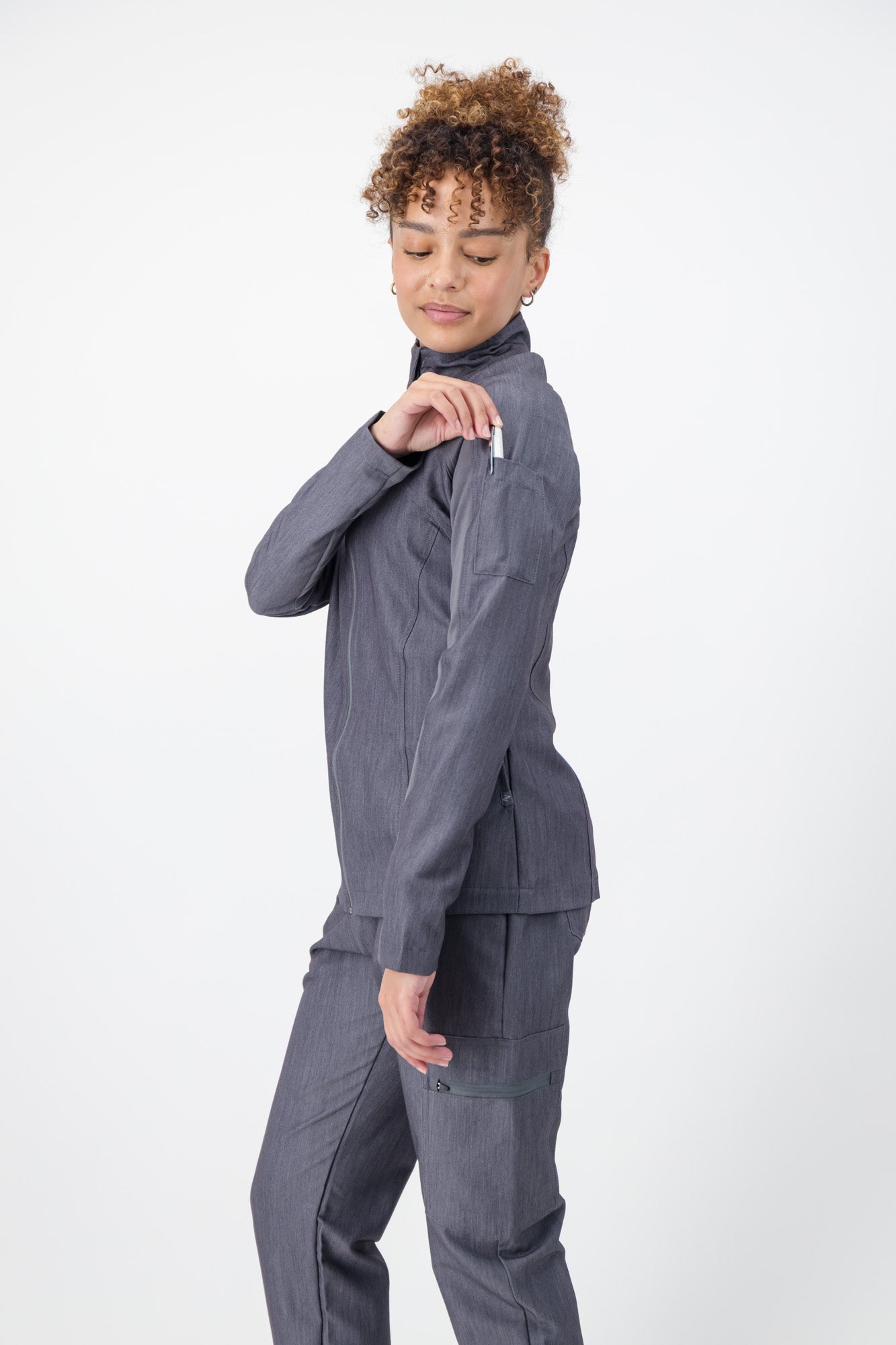 The Lilian Scrub Jacket - Graphite - Meraki Scrubs