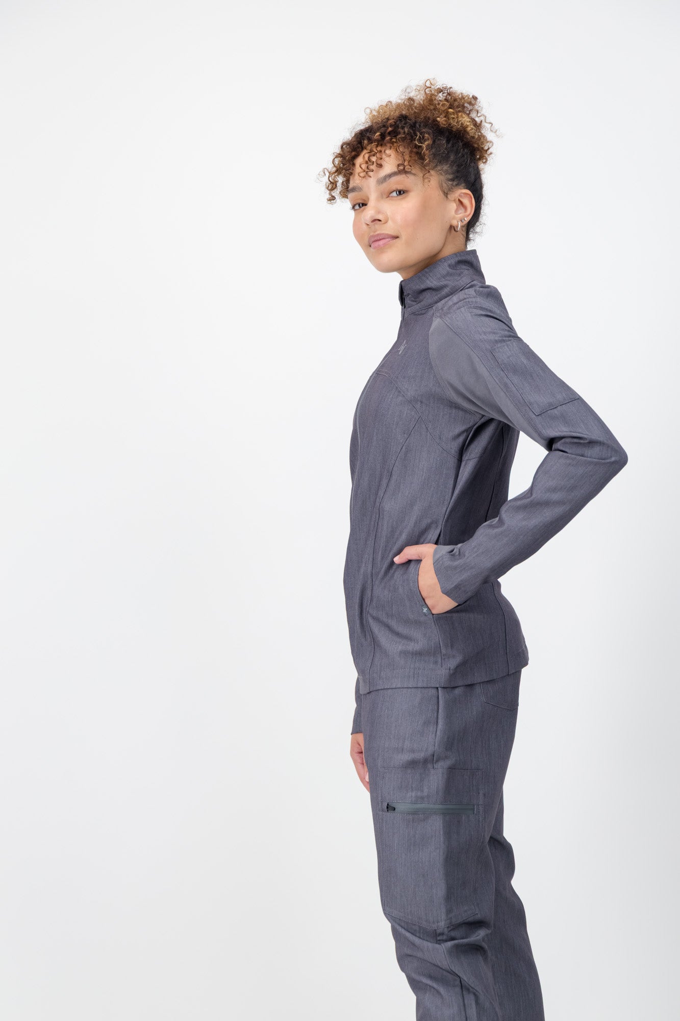 The Lilian Scrub Jacket - Graphite - Meraki Scrubs
