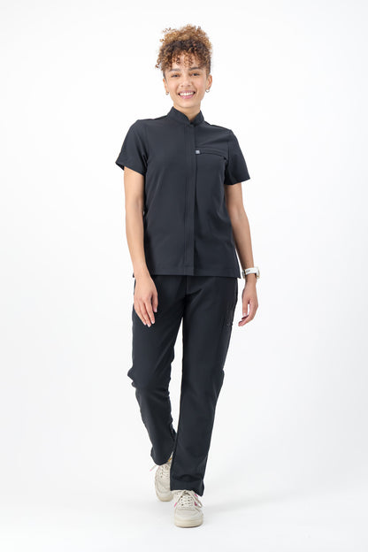 The Charlotte Women's Scrub Top - Black - Meraki Scrubs