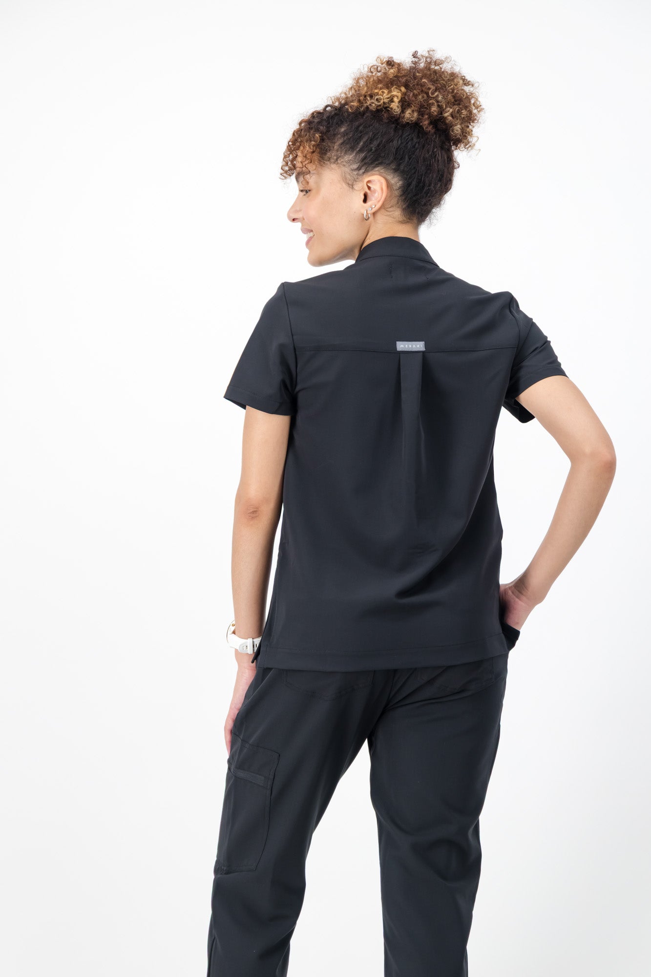 The Charlotte Women's Scrub Top - Black - Meraki Scrubs