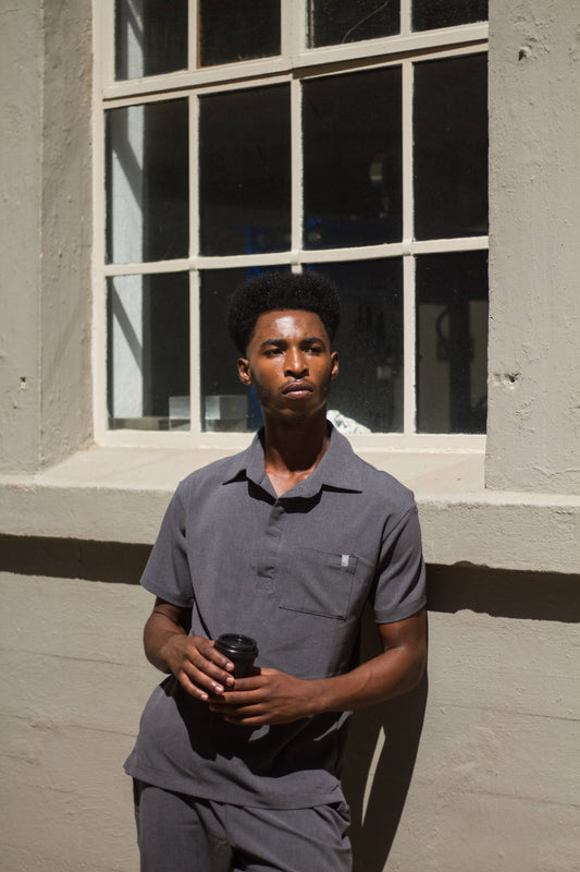 The Newton Golfer Scrub Top - Graphite - Meraki Scrubs