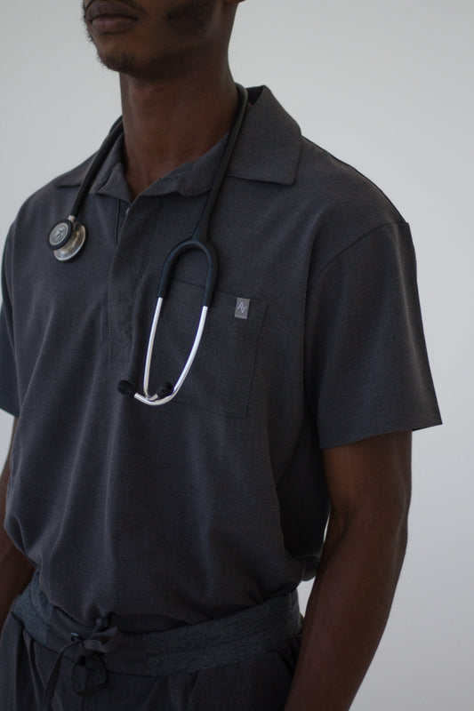 The Newton Golfer Scrub Top - Graphite