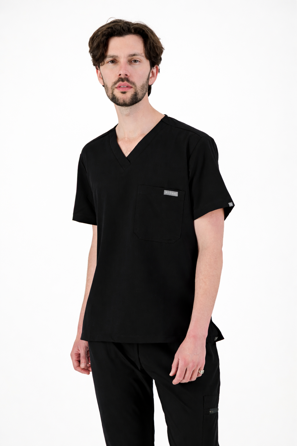 The Chris Men's Scrub Top - Jet Black - Meraki Scrubs